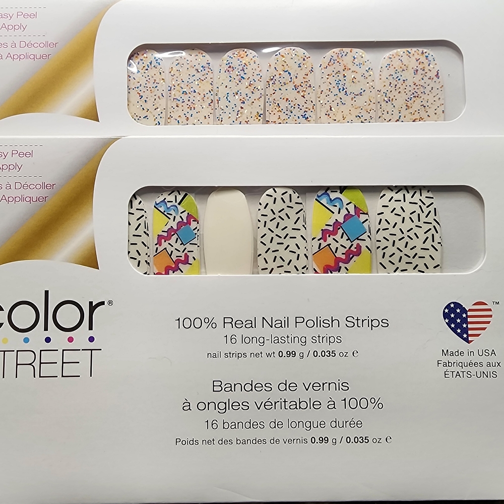 Color Street Confetti and Geometric Nail Strips